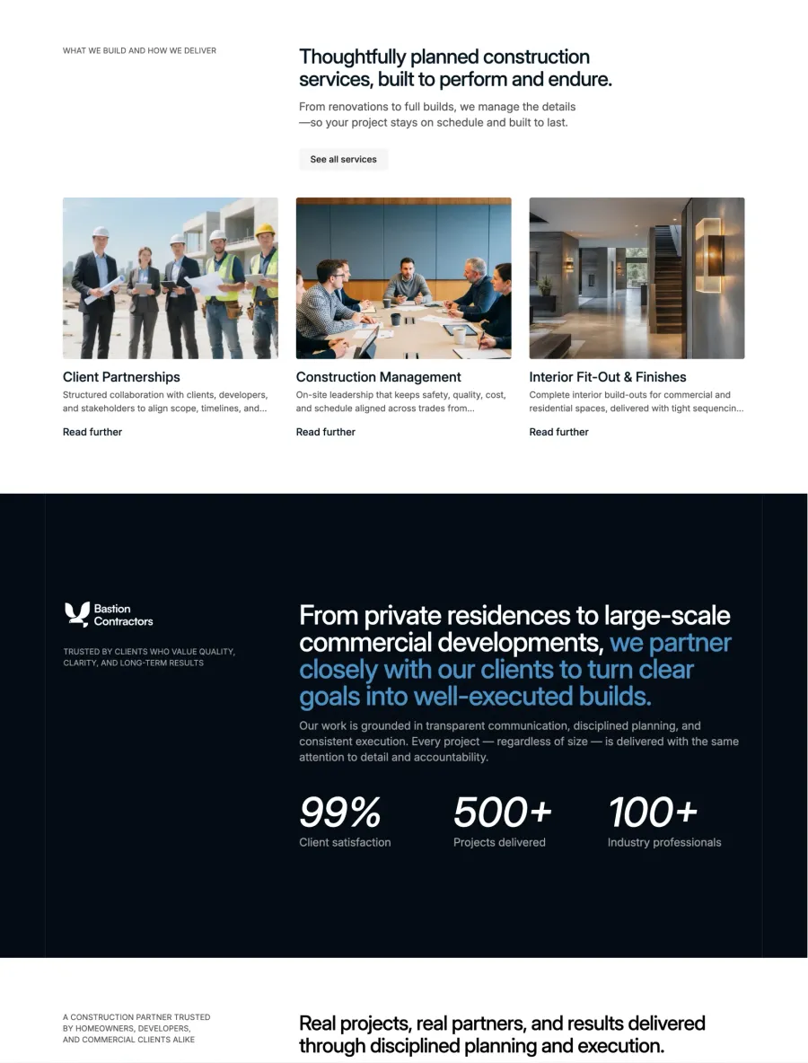 Bastion Contractors construction projects overview